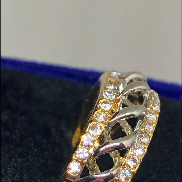 14k Yellow Gold Filled Two Tone CrissCross Ring - Picture 8 of 10